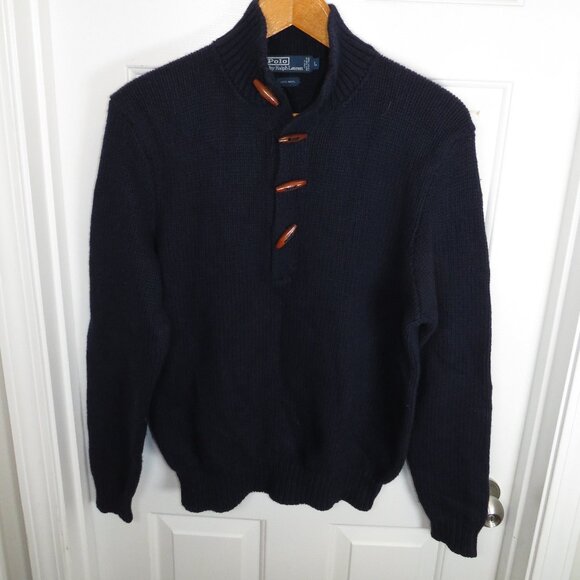 Vintage Polo Ralph Lauren Italian Knit Wool Sweater Toggle Button LG Sweater - Picture 1 of 6